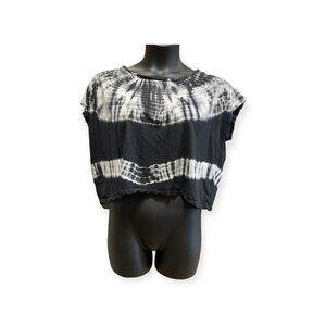 L.O.L. Vintage Black White Tie Dye Crop Top Size LARGE